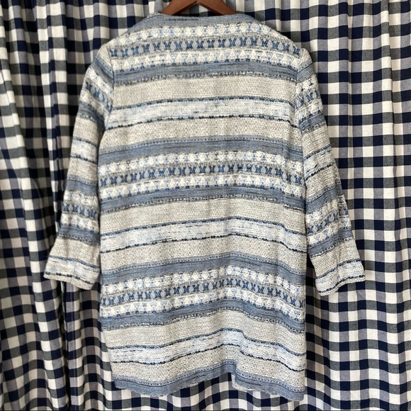 H&M Blue & White Jacquard Open Front Longline Jacket - Picture 5 of 5